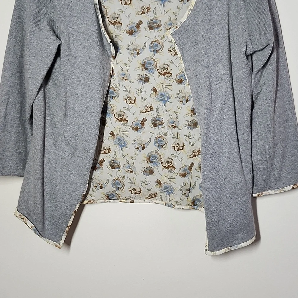 Vintage Casual Corner Open Front Silk Lined Angora Blend Gray Cardigan Small